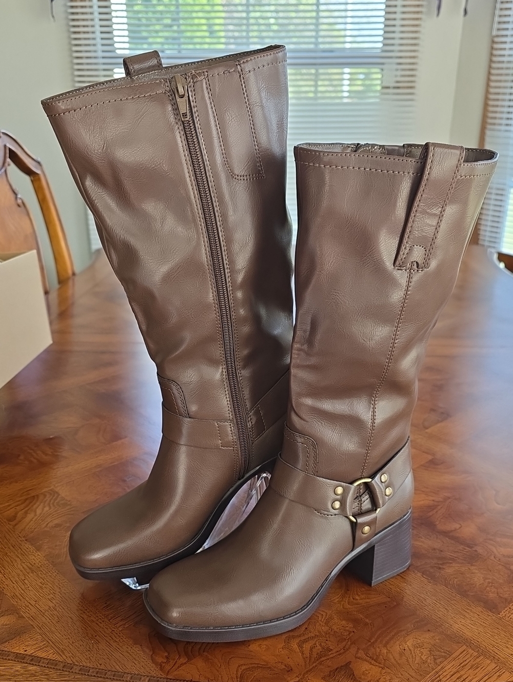 Frye And Co. Nica Mid-Calf Leather Boots Cedar Dark Brown Women's Size 7.5M -NEW